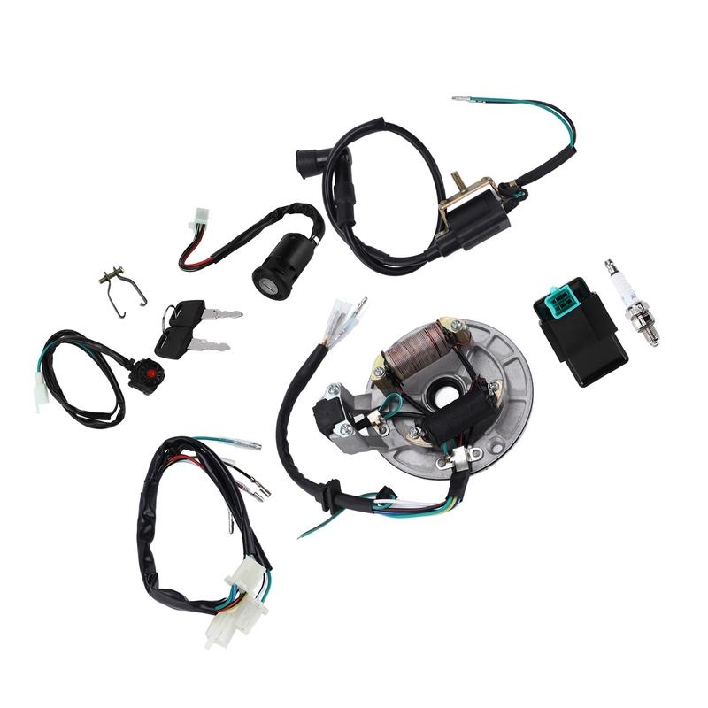Ignition Coil CDI Spark Plug Wire Harness Magneto Stator Kit for 50cc ‑140cc Kick Start Dirt Pit Bike ATV