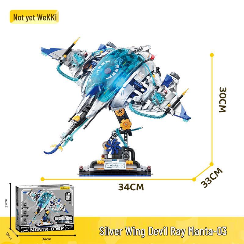 

Silver Wing Devil Ray Building Blocks Model - Sea Mech Series Graduation Gift