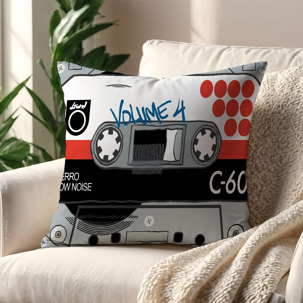 Retro s Cassette Tape cushion cover For Pillow Printing Sofa Decoration Home Car Room Coffee Shop Office Nordic Simplicity