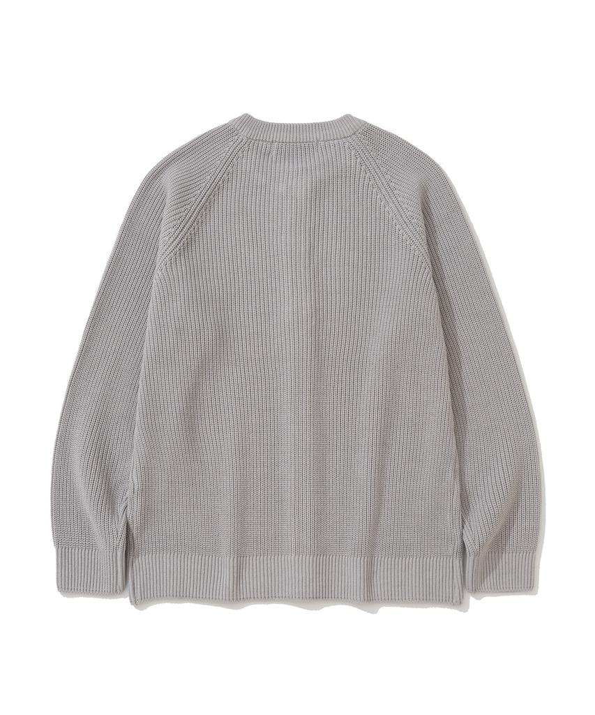 Knitted [Knitted X Fashion Planet] Cotton Waffle Round Cardigan Grey