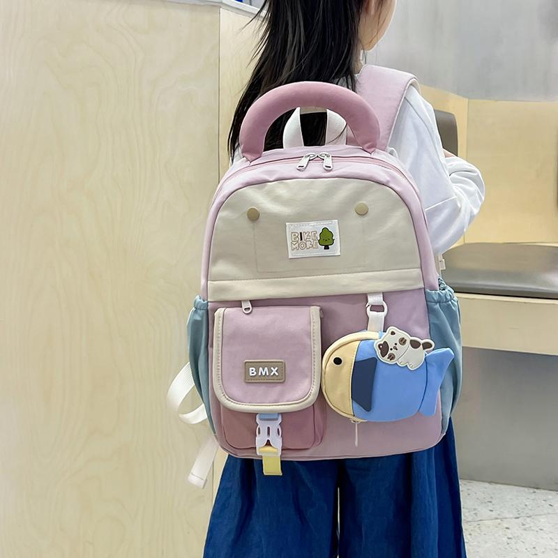 Children's Cartoon Color Block Small Backpack Kindergarten Schoolbag