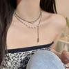 Double-layer Stacked Fringed Necklace Women's Summer Light Luxury High-end Design Sense Niche Ins Hip-hop Temperament Collarbone Sweater Chain