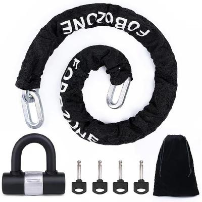 Mocny łańcuch blokujący z blokadą U-Lock, łańcuch:Długość 120 cm x średnica 12 mm, wykonany ze stali manganowej, odporny na korozję, trwały, chroniący wartościowe przedmioty