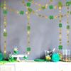 Cheerland Green Shamrock Garland St Patricks Day Decorations 4 Leaf Clover Glitter St Paddy's Day Garland Hanging Streamers for St. Patrick's Day