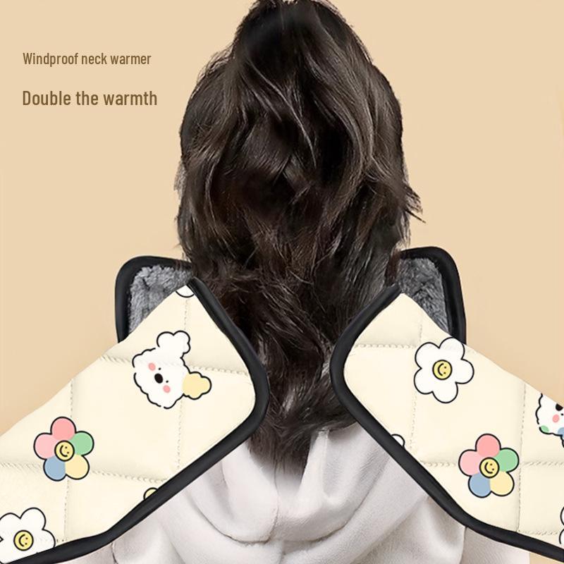 XL Windproof Electric Car Cape: Winter Fleece-Lined, Four-Season Neck & Shoulder Protection