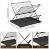 2-Tier Dish Drying Rack Foldable with Drip Tray Kitchen Drying Rack Carbon Steel Utensil Holder Sink Countertop Cutlery Storage
