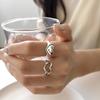Korean Style Retro Love Heart Adjustable Open Ring for Women - Sweet Peach Heart Design