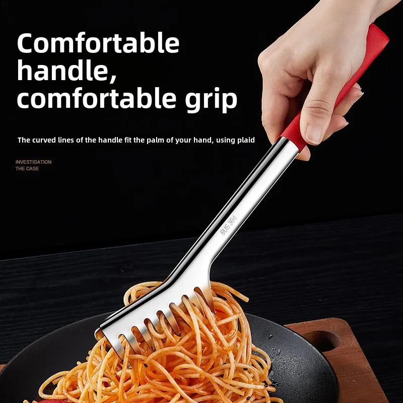 304 Stainless Steel Multi - Function Food Tongs, Anti - Slip Silicone Grip, Comb - Shaped Head, For Grilling/Noodles/Baking