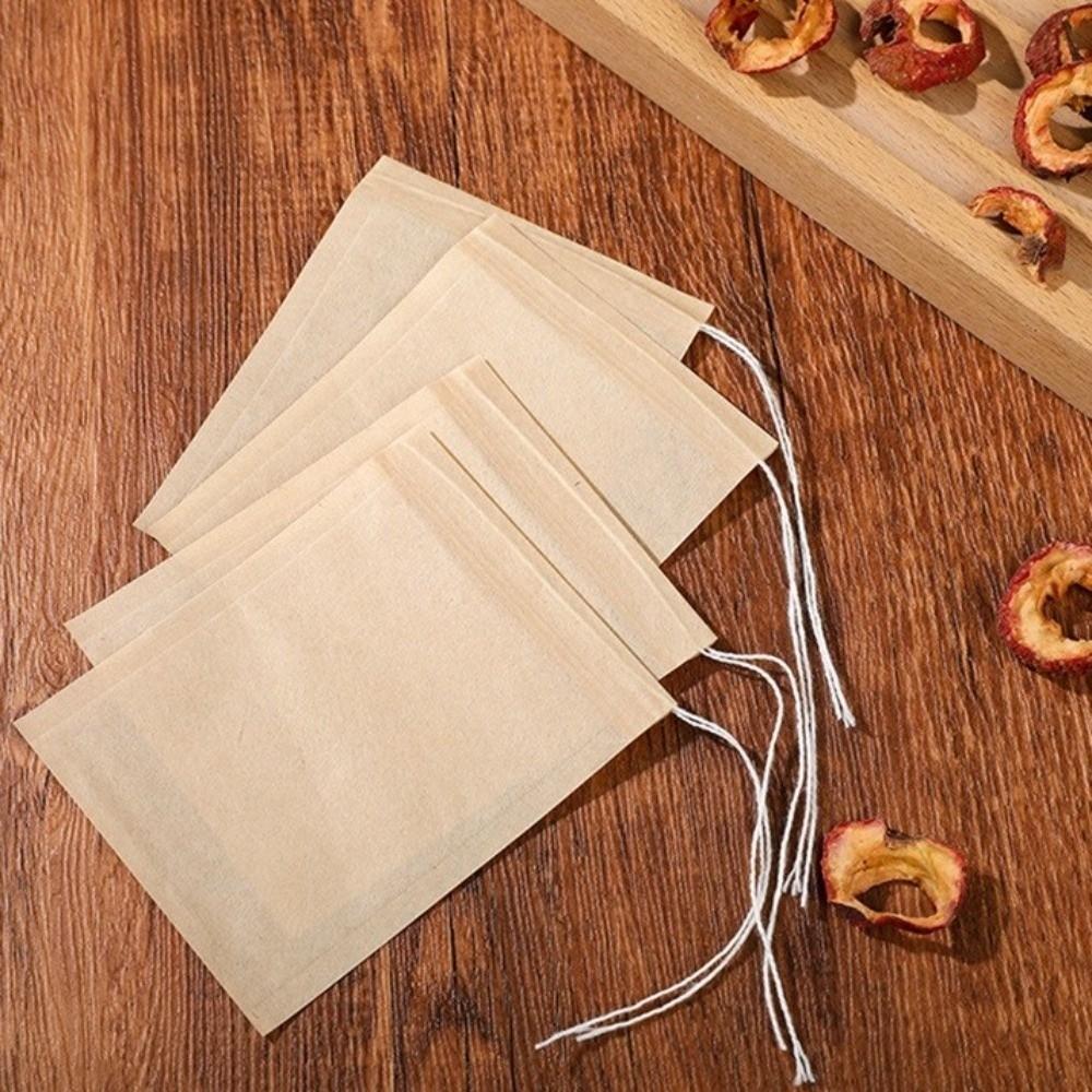 100 pieces/set Natural Filter Paper Tea Bag Multi Functional Empty Drawstring Teabags Household Spice Filters Sachet Making