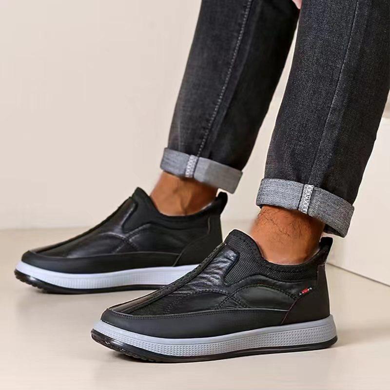 Men's Slip-On Winter Boots - Thermal Insulated Cold Weather Shoes with Non-Slip PVC Sole, Easy Slip-On Closure,Short Boot Design