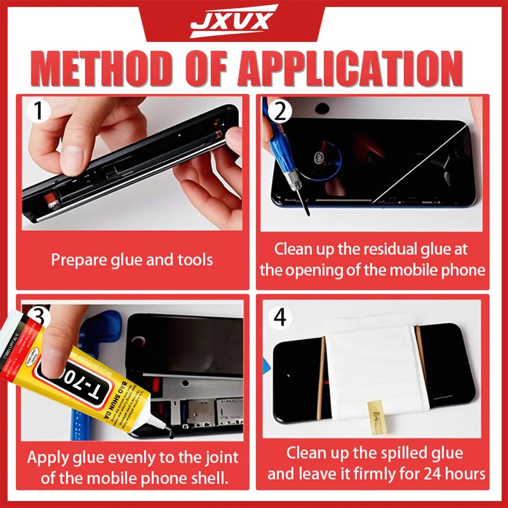 B7000/T7000 Adhesive for Mobile Phones, Metal, Plastic, and Jewelry – 15/110 Ml Waterproof Transparent/Black Repair Kit
