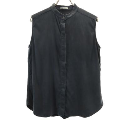 Theory Luxe Silk Blend No Sleeve Blouse 40 Charcoal Special Wing Women Used