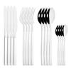 16Pcs Black Silver Cutlery Set Dinnerware Set  Knife Fork Tea Spoon Family  Flatware Set Stainless Steel Tableware Western Kitchen Set