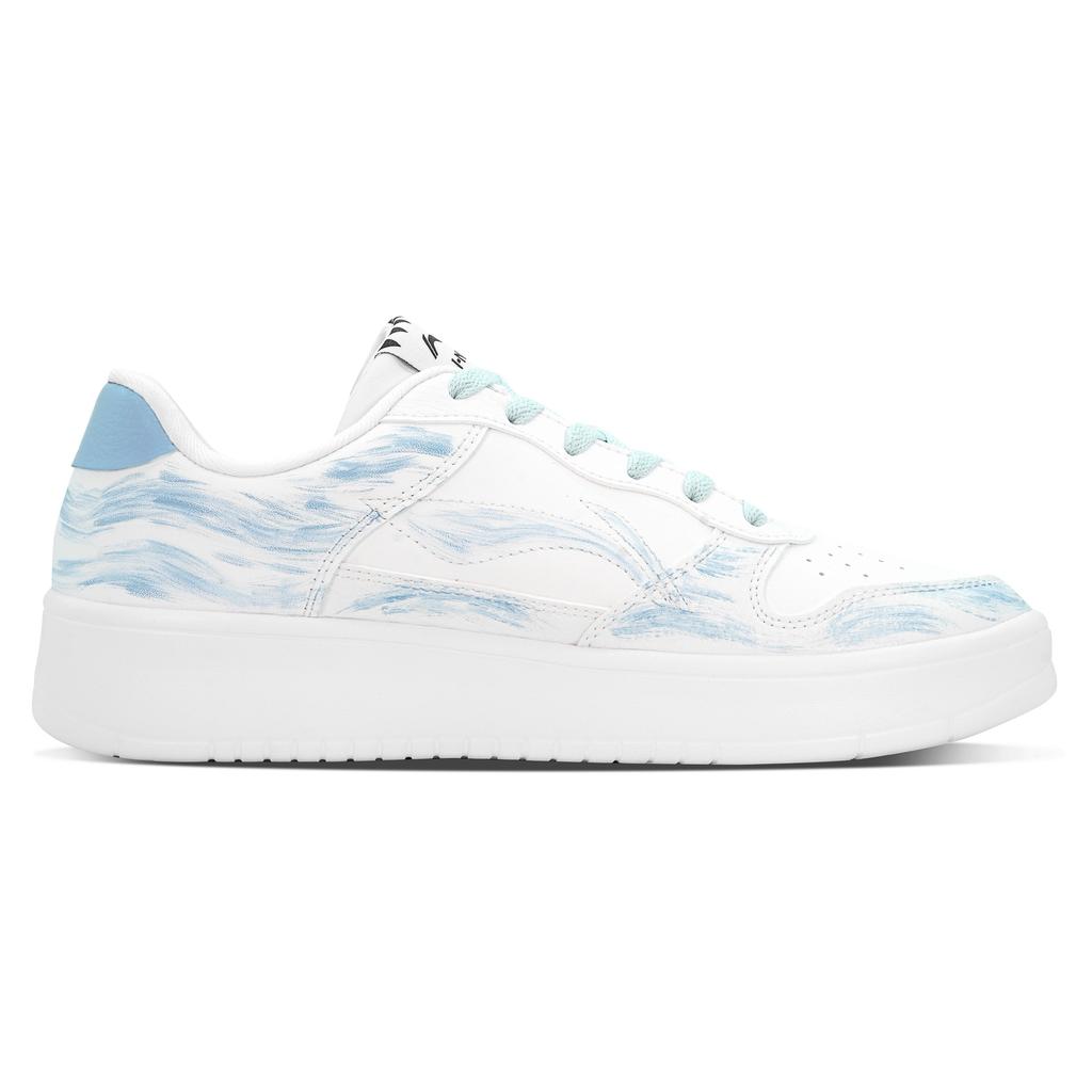 Li Ning Floating Boat Coverage Cushioning Abrasion Resistant Low top Skateboard Shoes Men's White Blue AGCS419-1(Team84-)