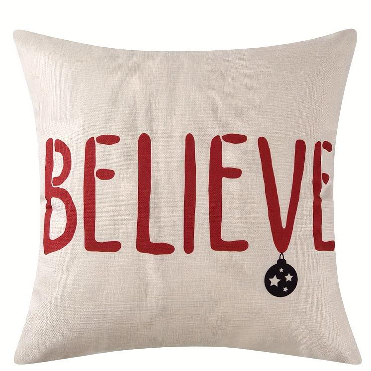 Merry Christmas Decoration Pillow Cover Fawn Christmas Tree Pattern Suitable for Home Room Living Room Sofa Cushion Cover