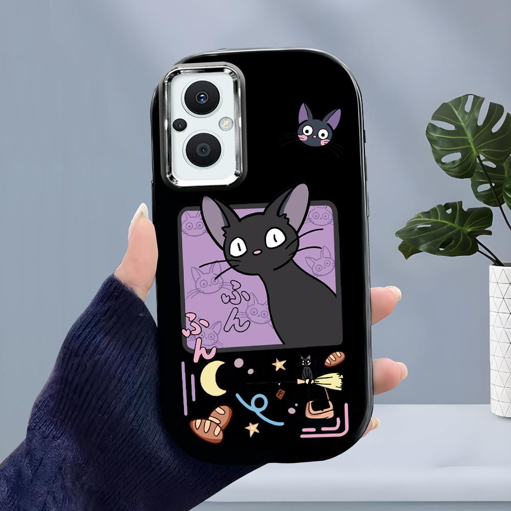

Для Vivo V23 V27 V29 V25 V30 Y02 Y02t Y28 Y33s Infinix Smart 8 Pro Cartoon Black Cat Silver Edge мягкий защитный чехол из жидкого силикона Vivo Y27S чёрный