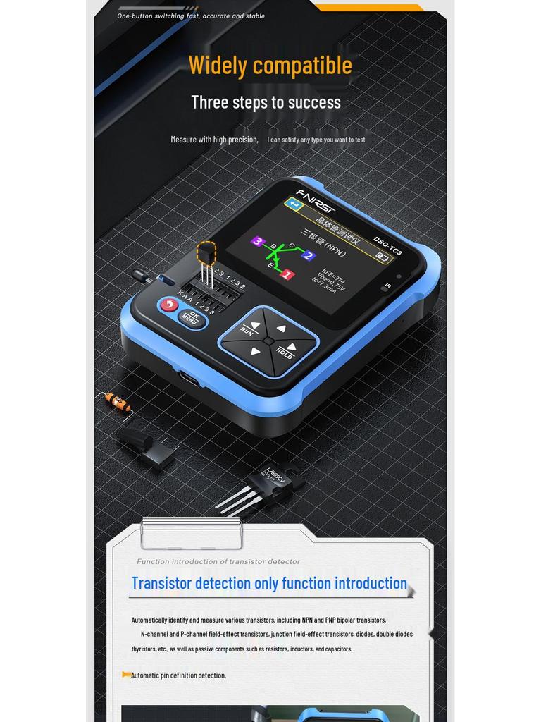 Tragbares 3-in-1 Digitaloszilloskop & Transistortester mit Signalgenerator