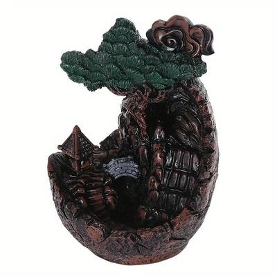 1 quemador de incienso de reflujo de resina artesanal para decoración del hogar, adorno de paisaje de rocalla, regalos -(Sin incienso)