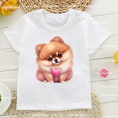 Neues Kinder T-Shirt Lustiger Corgi Malteser Hund Tierdruck Jungen T-Shirt Mode Kawaii Mädchen T-Shirt Herbst Weißes Shirt Top Großhandel