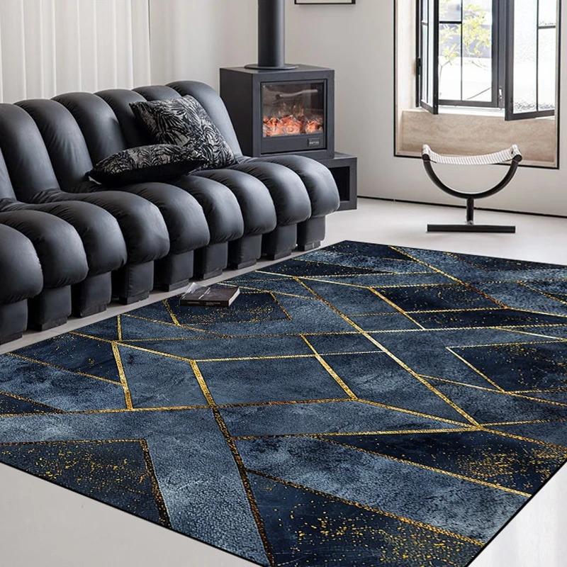 Alfombra Geométrica Moderna de Lujo Ligero para Sala de Estar Alfombra de Área Lavable para el Hogar Felpudo Decorativo Perfecto para Dormitorio Entrada Sala de Estar