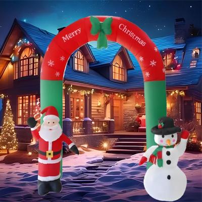 Aufblasbares Spielzeug Weihnachtsmann Schneemann Torbogen Weihnachten Aufblasbares Modell Leuchtendes Aufblasbares Modell Weihnachts-Atmosphäre Dekoration Modell