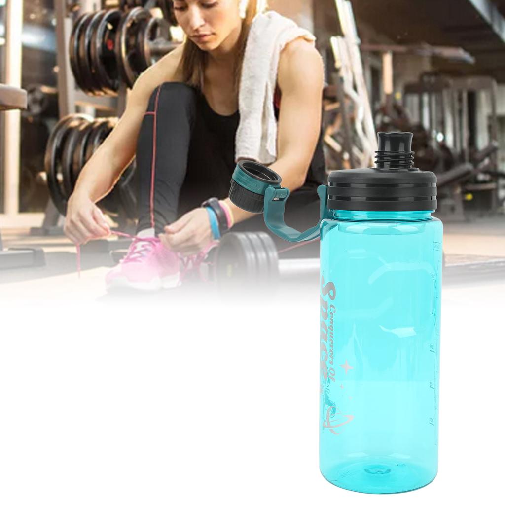 1500ml Sports Water Bottle Food Grade PC with Drinking Water Scale Fitness Jug for Gym Cycling Running