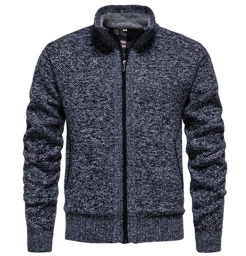 Men's Plus Size Stand Collar Cardigan: 2025 Autumn/Winter Warm Knit Sweater Coat