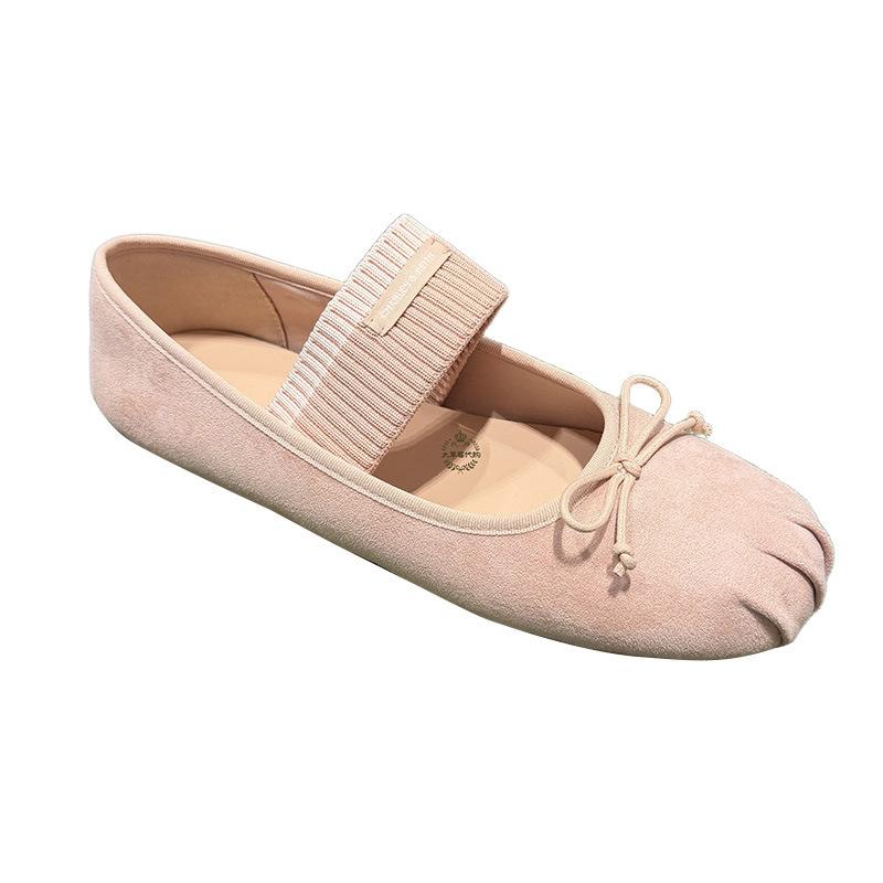 Pig nose fashion light mouth bow ballet shoes flat new single shoes women Mary Jane shoes niche comfortable