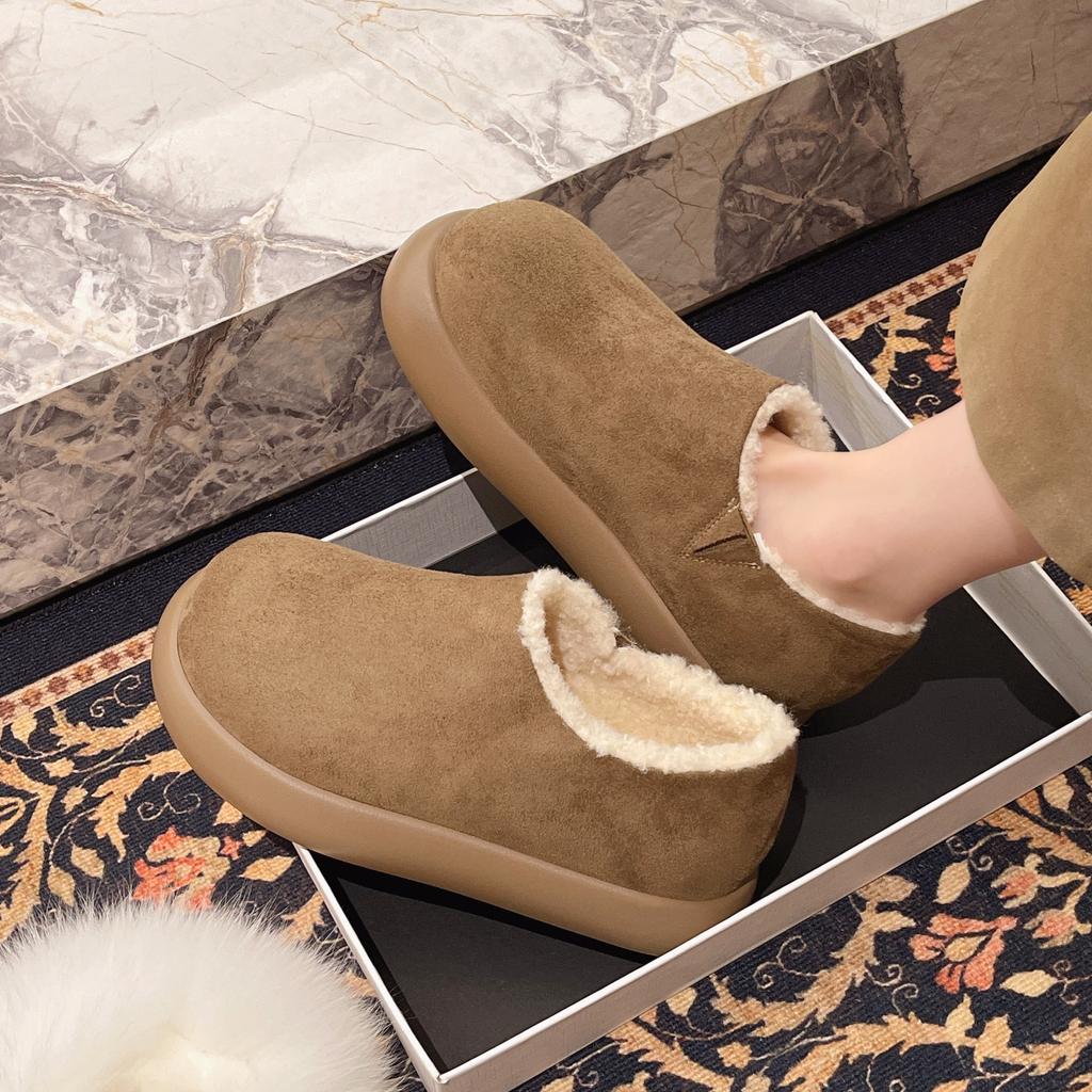 Thick-soled Women's New Autumn and Winter One-pedal Bag Head and Half Slippers, and Plush Cotton Slippers