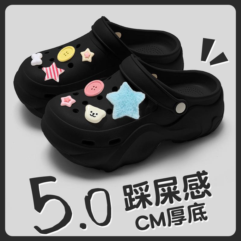 2025 Trendy Xiaohongshu Influencer Cute Cartoon Non-slip Thick-soled Summer Outdoor Closed-toe Slippers