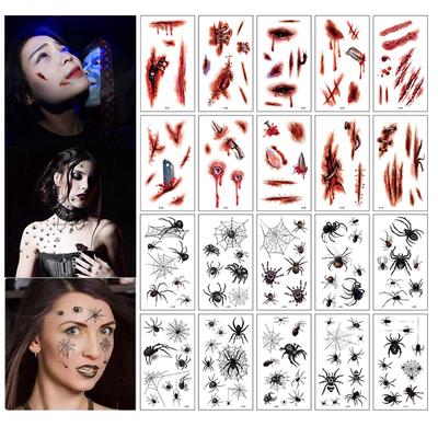 Scar Spider Design Waterproof Face Patch Body Art Stickers Temporary Tattoos Tattoo Stickers