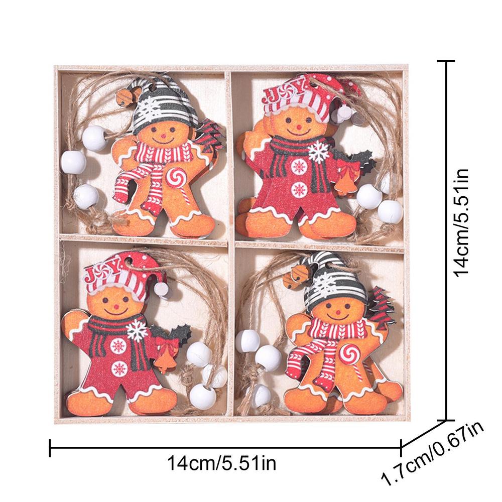 Christmas Gingerbread Wood Ornaments 12X Wall Tree Ornament Christmas Gingerbread Man Seasonal Decor Photography Props Indoor