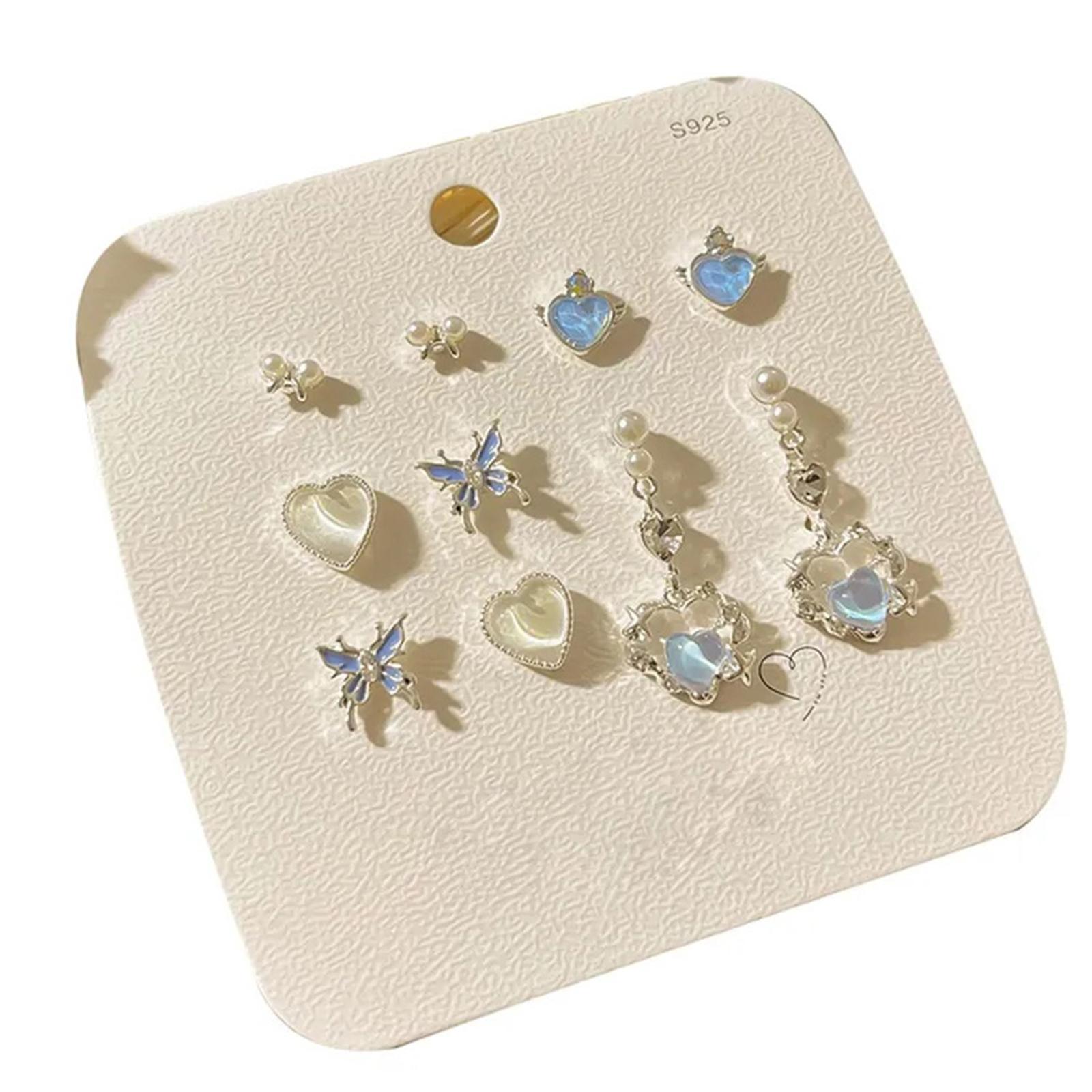 

П ятирізний Набір Сережок-Гвоздиків, Елегантний Жіночий Набір Сережок З Підвісками-Метеликами та Сердечками