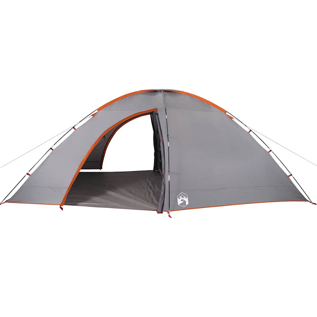 8 Person Camping Tent Grey and Orange Waterproof
