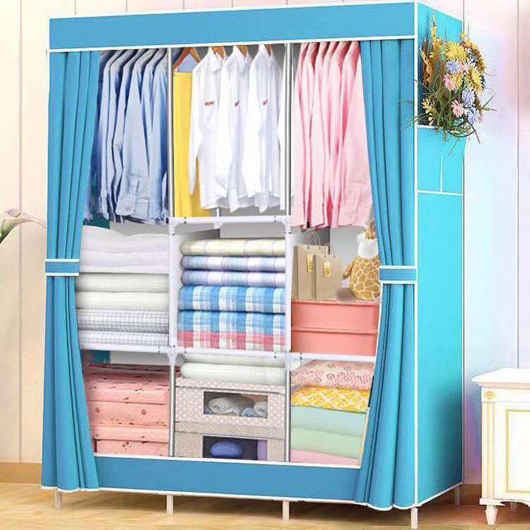 Moderne minimalistische Stoffgarderobe: Einfach zu montierender Aufbewahrungsschrank für das Schlafzimmer