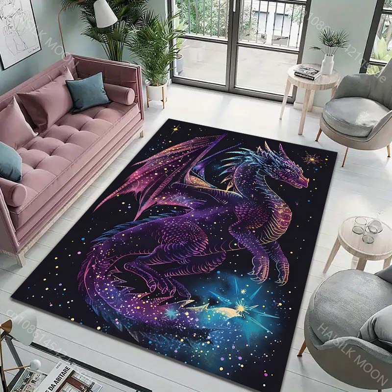 Multiple size Fantasy Colorful Cosmic Dragon Print Carpet Rug for Living Room Bedroom Sofa Doormat Home Decor Non-slip Floor Mat