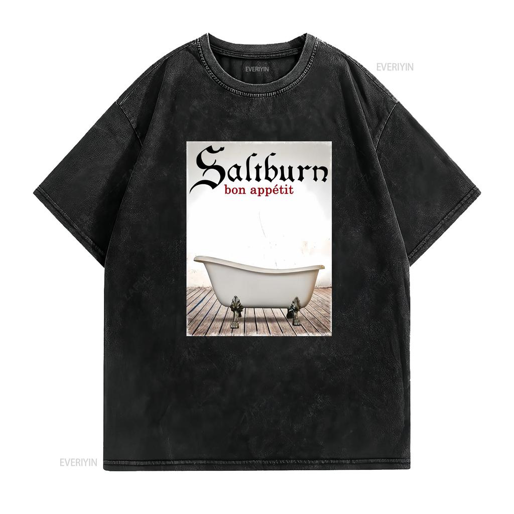 Saltburn 'Bon Appétit' T Shirt vintage Washed Slightly Casual Breathable Soft Versatile Stretched fashion graphic