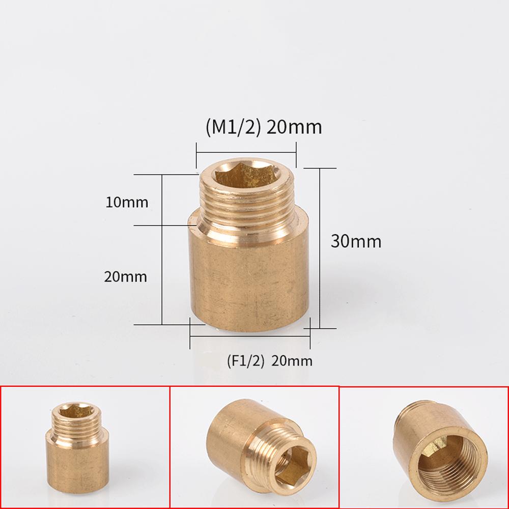 Brass 1/2 " Female To Male Stainless Steel Thickened Extension Joint Lengthened Hexagonal Extension Direct Chrome Plating Brass