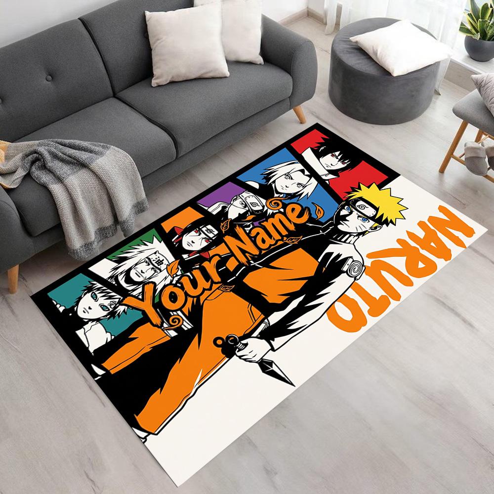 Naruto Character Personalized Name Floor Mat Design for Living Rooms Entryway Playrooms Dormitory Anti-slip Rug Office Home Decor Best for Christmas