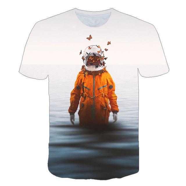 

Летняя детская футболка с 3D принтом «Астронавт» и рисунком от 1 до 14 лет, приятная крутая футболка с круглым вырезом и короткими рукавами для мальчиков и девочек, милые футболки с короткими рукавами 100