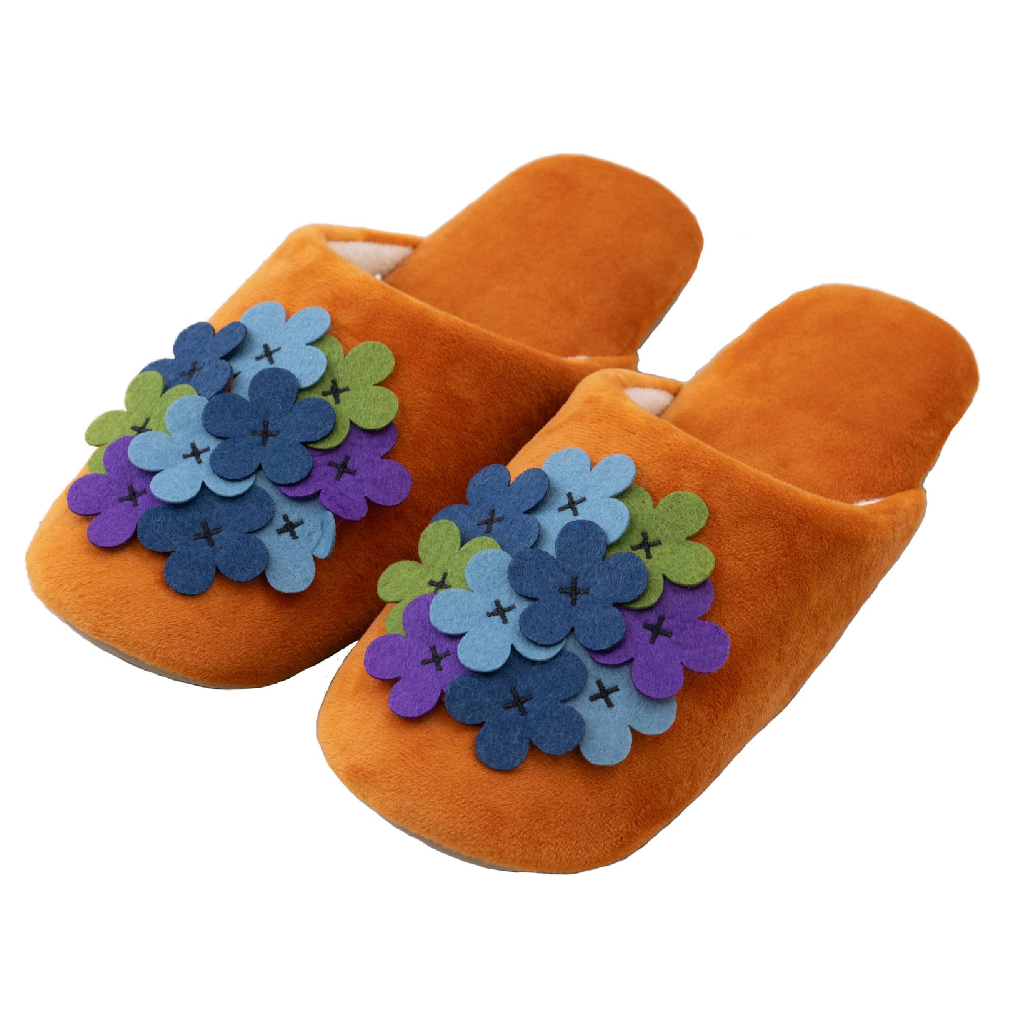 

Hokomomora Lind Size Floral Senko 73842 Slippers, M Approx. 22-24cm, Orange, Print, Washable, Stylish, Cute,