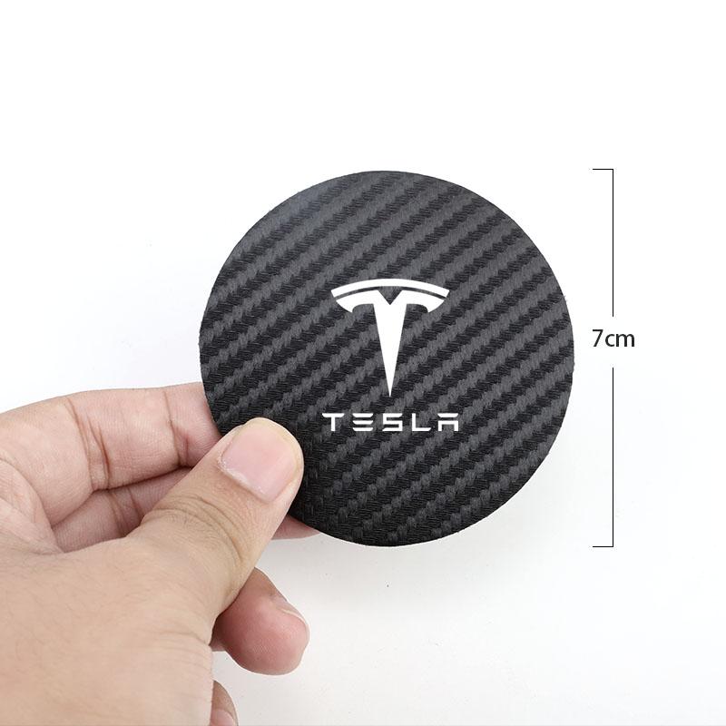 2Pcs Car Coaster Water Cup Mat Non-Slip Pad For Tesla Model 3 Y S X Cybertruck Juguete Roadster Coil Bonina Highland SpaceX