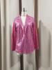 Women's Sequin Lapel Cardigan Blazer - Solid Color, Long Sleeve, Casual