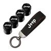 4PCS Jeep Tire Valve Stem Caps + Suede Keychain Set for Renegade Grand Cherokee Patriot Wrangler Compass Auto Accessories ALS1