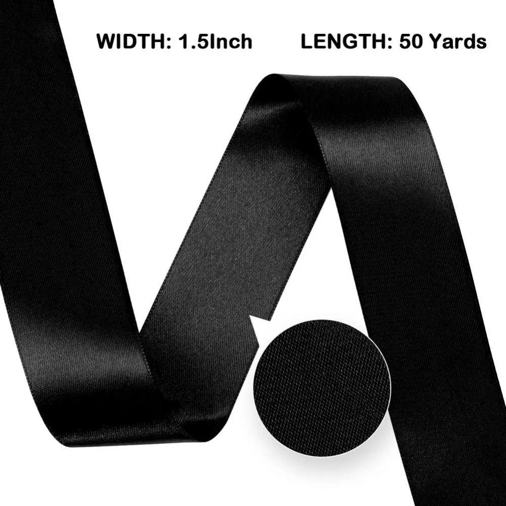 1Pcs 22m Black Satin Ribbon Queen Polyester Bow Ribbon Handmade DIY Funerals Accessories
