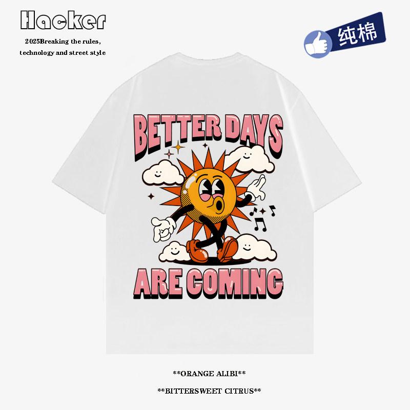 AmericanStyle Trendy Casual Cartoon Print TShirt ShortSleeved Loose Fit Ideal for Couples Style HalfSleeved Shirt 100
