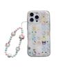 Glitter Cartoon Cat iPhone 15 Pro Max/17 Pro Case with Pearl Bracelet for Women