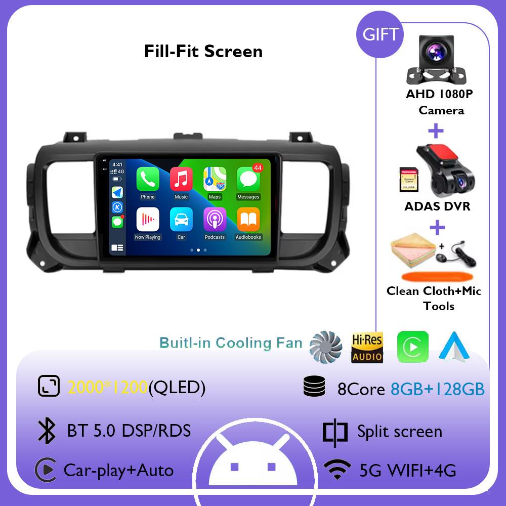 Android 14 Car Radio Multimedia Player For Citroen Jumpy III 3 SpaceTourer 1 For Peugeot Expert III 3 2016-2021 Carplay Stereo