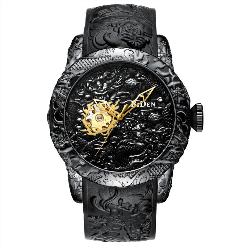Mode Goldener Drache Skulptur Mechanische Uhren Herrenuhr Wasserdicht Großes Zifferblatt Sportuhren Herrenuhr Top Marke Uhr 2025 Geschenk