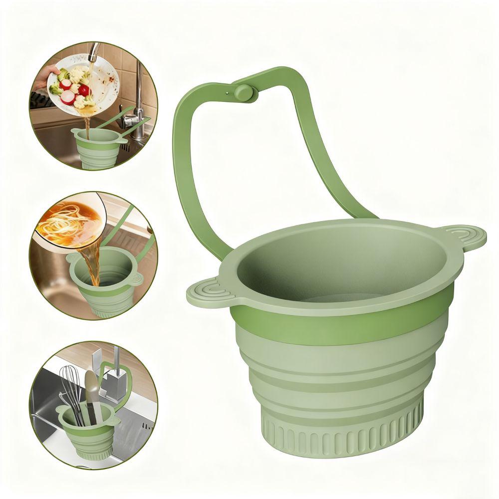Durable Silicone Silicone Strainer Basket Blue Green Pink Reusable Water Filter Basket Press Dumping Multi-functional